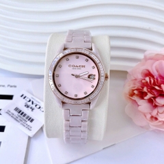 Coach Preston |Nữ Giới |Mặt Niềng Bezel |Dây Đá Ceramic Hồng |Máy Pin (Quartz) |Size 36mm