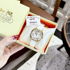 Coach Signature Boyfriend |Nữ Giới |Vàng Gold |Dây Sillicone Trắng |Máy Pin (Quartz) |Size 34mm