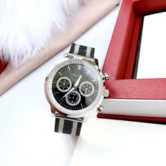 Davena 6 Kim |Nữ Giới |Mặt Tròn |Dây Mesh Lưới Đen Trắng |Máy Pin (Quartz) |Size Lớn 38mm