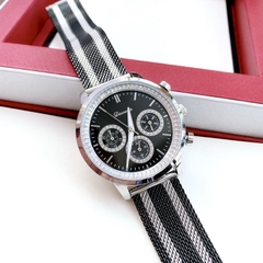 Davena 6 Kim |Nữ Giới |Mặt Tròn |Dây Mesh Lưới Đen Trắng |Máy Pin (Quartz) |Size Lớn 38mm