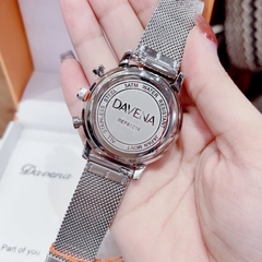 Davena 6 Kim |Nữ Giới |Mặt Tròn |Dây Mesh Lưới Xanh Dương |Máy Pin (Quartz) |Size Lớn 38mm