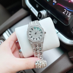 Davena Crystal |Nữ Giới |Trắng Silver |Full Đá  |Dây Kim Loại  |Máy Pin (Quartz) |Size 34mm