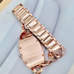 Davena Dây Mắt Xích |Nữ Giới |Đính Đá Rose Gold |Dây Kim Loại |Máy Pin |Size Lớn 36x42mm