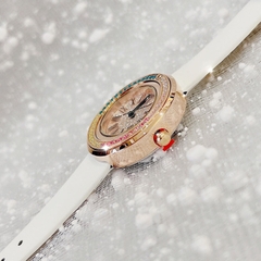 Davena Rose Gold |Nữ Giới |Đính Đá Nhiều Màu |Dây Da Trắng |Máy Pin (Quartz) |Size 30mm