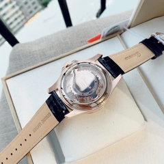 Davena Hoa Tuyết Xoay |Nữ Giới |Đính Đá Rose Gold |Dây Da Đen |Máy Pin (Máy Quartz) |Size 39mm