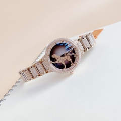 Davena Mặt Con Báo Xoay |Nữ Giới |Rose Gold |Dây Kim Loại |Máy Pin (Quartz) |Size Lớn 39mm