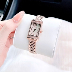 Davena Mặt Chữ Nhật |Nữ Giới |Đính Đá |Dây Kim Loại Rose Gold |Máy Pin (Quartz) |Size 19x29mm