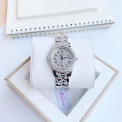 Davena Mặt Tròn |Nữ Giới |Mặt Đính Full Đá |Dây Kim Loại |Máy Pin (Máy Quartz) |Size 36mm