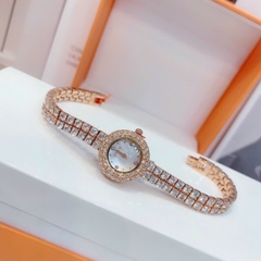 Davena Mặt Tròn |Nữ Giới |Rose Gold |Dây Kim Loại Full Đá |Máy Pin (Quartz) |Size 26mm