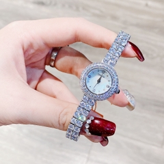 Davena Mặt Tròn |Nữ Giới |Silver |Dây Kim Loại Full Đá |Máy Pin (Quartz) |Size 26mm