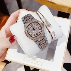 Davena Mặt Vuông |Nữ Giới |Full Đá |Dây Kim Loại Demi Rose |Máy Pin (Quartz) |Size 32mm