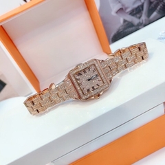 Davena Mặt Vuông |Nữ Giới |Full Đá Rose Gold |Dây Kim Loại |Máy Pin |Size 35mm