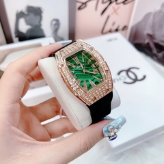 Davena Mặt Xanh Lá |Nữ Giới |Rose Gold |Dây Silicone Đen |Máy Pin (Quartz) |Size 30x38mm