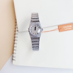 Davena Trắng Silver |Nữ Giới |Mặt Tròn |Full Đá |Dây Kim Loại |Máy Pin (Quartz) |Size Nhỏ 28mm