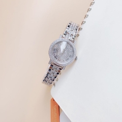 Davena Trắng Silver |Nữ Giới |Mặt Tròn |Số La Mã |Full Đá |Máy Pin (Quartz) |Size Nhỏ 30mm
