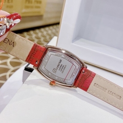 Davena Tựa Frank Muller |Nữ Giới |Đính Đá Rose Gold |Dây Da Vân Đỏ |Máy Pin |Size 30x34mm