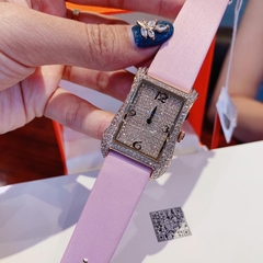 Davena Tựa Hermes |Nữ Giới |Full Đá Rose Gold |Dây Da Tím |Máy Pin (Máy Quartz) |Size 28x40mm