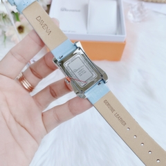 Davena Tựa Hermes |Nữ Giới |Full Đá Trắng Silver |Dây Da Xanh |Máy Pin (Máy Quartz) |Size 28x40mm