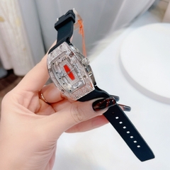 Davena Richard Mille |Nữ Giới |Silver |Dây Silicone Đen |Máy Pin (Quartz) |Size 30x38mm