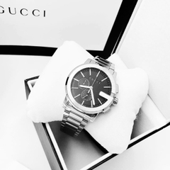 Gucci G-Timeless G-Chrono |Nam |Mặt Tròn Đen |Dây Kim Loại Silver |Máy Pin (Quartz) |Size 44mm