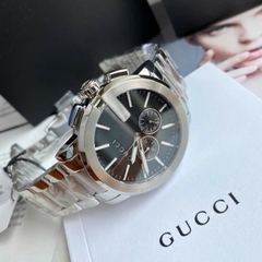 Gucci G-Timeless G-Chrono |Nam |Mặt Tròn Đen |Dây Kim Loại Silver |Máy Pin (Quartz) |Size 44mm