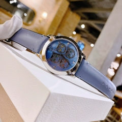 Gucci G-Timeless 4 Chú Mèo |Nữ |Mặt Khảm Trai |Dây Da Xanh Dương |Máy Pin (Quartz) |Size 38mm