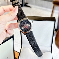 Gucci G-Timeless Butterfly |Nữ |Mặt Hình Bướm |Dây Da Đen |Máy Pin (Quartz) |Size 38mm