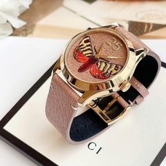 Gucci G-Timeless Butterfly |Nữ |Rose Gold |Dây Da Màu Nâu |Máy Pin (Quartz) |Size 38mm