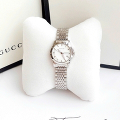 Gucci G-Timeless |Cặp Đôi |Mặt Màu Trắng |Dây Kim Loại Silver |Size 38x28mm