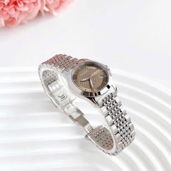 Gucci G-Timeless |Cặp Đôi |Mặt Màu Nâu |Dây Kim Loại Bạc Silver |Size 38x28mm
