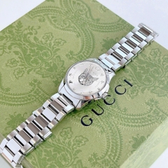 Gucci G-Timeless Cat |Nữ |Họa Tiết Mèo |Dây Kim Loại Trắng Silver |Máy Pin (Quartz) |Size 28mm