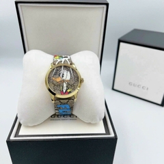 Gucci G-Timeless Donald Duck |Nữ |Dây Da Họa Tiết Vịt Donald |Máy Pin (Quartz) |Size 38mm