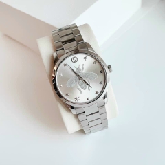 Gucci G-Timeless Iconic |Nam |Mặt Con Ong Trắng |Dây Kim Loại Silver |Máy Pin (Quartz) |Size 38mm