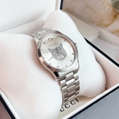Gucci G-Timeless Mystic Cat Motif |Nam |Dây Kim Loại Trắng Silver |Máy Pin (Quartz) |Size 38mm
