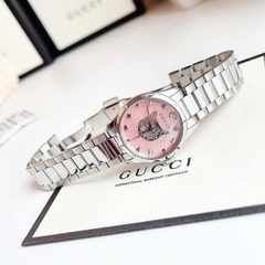 Gucci G-Timeless Mystic Cat Motif |Nữ |Mặt Hồng |Dây Kim Loại Silver |Máy Pin (Quartz) |Size 28mm