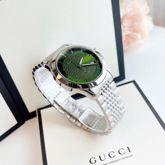 Gucci G-Timeless |Nam Giới |Mặt Xanh Lá |Dây Kim Loại Silver |Máy Pin (Quartz) |Size 38mm
