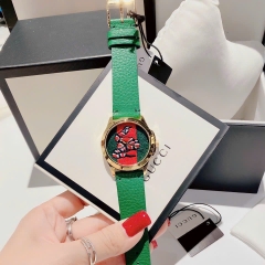 Gucci G-Timeless |Nữ |Họa Tiết Con Rắn Thêu |Dây Da Xanh Lá |Máy Pin (Quartz) |Size 38mm