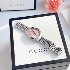 Gucci G-Timeless |Nữ Giới |Mặt Màu Hồng |Dây Kim Loại Silver |Máy Pin (Quartz) |Size 28mm