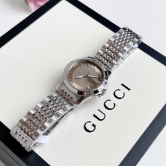 Gucci G-Timeless |Nữ Giới |Mặt Màu Nâu |Dây Kim Loại Silver |Máy Pin (Quartz) |Size 28mm