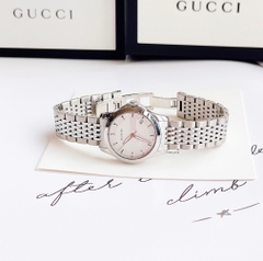 Gucci G-Timeless |Nữ Giới |Mặt Màu Trắng |Dây Kim Loại Silver |Máy Pin (Quartz) |Size 28mm