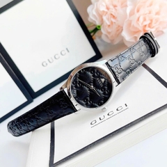 Gucci G-Timeless |Nữ |Mặt Tròn |Silver |Dây Da Màu Đen |Máy Pin (Quartz) |Size 38mm