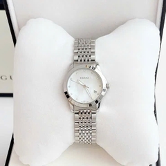 Gucci G-Timeless |Nữ |Mặt Xà Cừ Trắng |Dây Kim Loại Silver |Máy Pin (Quartz) |Size 29mm