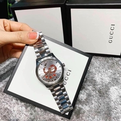 Gucci G-Timeless Snake Motif |Nam |Mặt In Rắn 3D |Dây Kim Loại Silver |Máy Pin (Quartz) |Size 38mm