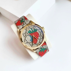 Gucci G-Timeless Strawberry |Nữ |Dây Da Họa Tiết Hình Trái Dâu |Máy Pin (Quartz) |Size 38mm