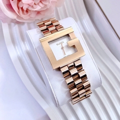 Gucci G-Watch |Nữ Giới |Mặt Vuông |Dây Kim Loại Rose Gold |Máy Pin (Quartz) |Size 23x21mm