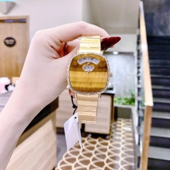 Gucci Grip |Nữ |Mặt Vuông Mạ Vàng |Đính Đá |Dây Kim Loại Vàng Gold |Máy Pin (Quartz) |Size 36mm