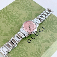 Gucci Timeless Pink |Nữ Giới |Mặt Tròn |Dây Kim Loại Silver |Máy Pin (Quartz) |Size 28mm