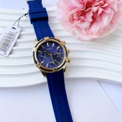 Guess 6 Kim |Nữ Giới |Vàng Gold |Dây Sillicone Xanh Dương |Máy Pin (Quartz) |Size 35mm