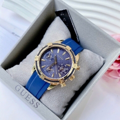 Guess 6 Kim |Nữ Giới |Vàng Gold |Dây Sillicone Xanh Dương |Máy Pin (Quartz) |Size 35mm