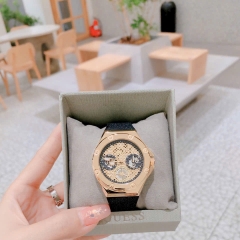 Guess Asteria |Nữ Giới |Vàng Gold |Dây Cao Su Đen Nhũ |Máy Pin (Quartz) |Size 40mm